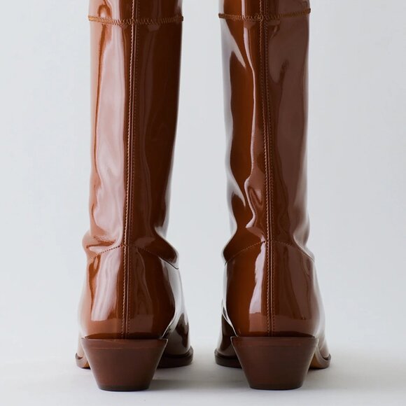 Tibi patent Leo low boot, caramel, size 36 - Picture 3 of 7
